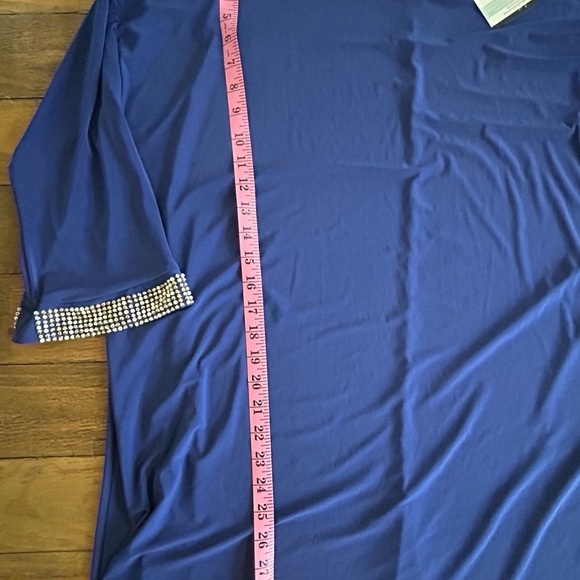 ANTHONY Originals Elegant Blue Mini Dress with Rhinestone Accents Long Sleeve 3X - Picture 10 of 11